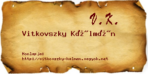 Vitkovszky Kálmán névjegykártya